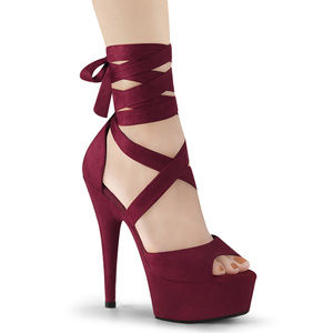 Suede Platform Criss Cross Ankle Stripper Heels